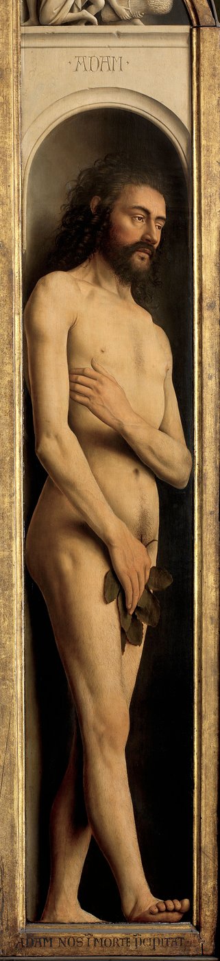 Adam, detalj fra venstre fløy av Ghent-altertavlen av Hubert & Jan van (1390 1441) Eyck
