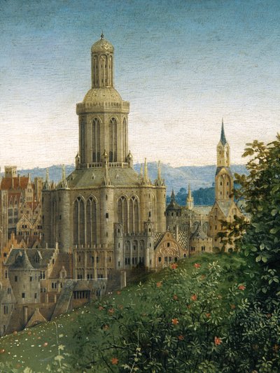 Detalj fra tilbedelsen av det mystiske lam, fra Ghent-altertavlen av Hubert & Jan van (1390 1441) Eyck