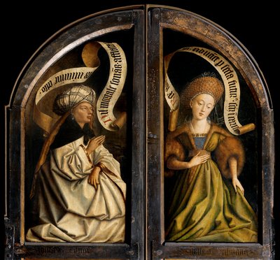 Erythraean Sibyl og Cumaean Sibyl, fra utsiden av venstre fløy av Ghent-altertavlen av Hubert & Jan van (1390 1441) Eyck
