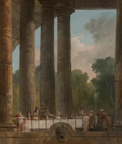En bankett i ruinene av et tempel av Hubert Robert
