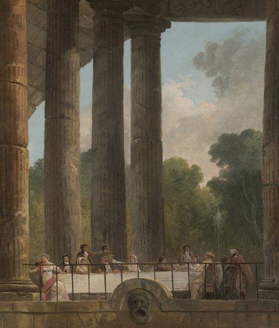 En bankett i ruinene av et tempel, 1795 av Hubert Robert