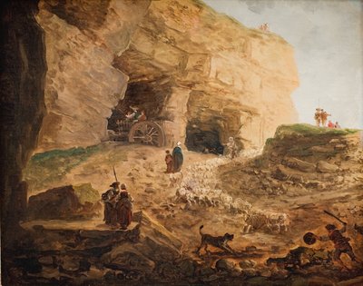 Et steinbrudd med en saueflokk av Hubert Robert