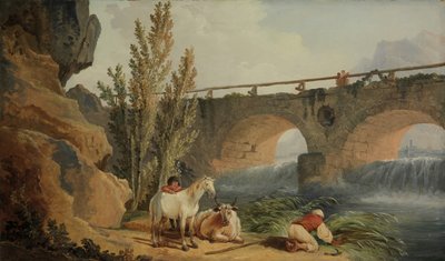 Bro over en kaskade. av Hubert Robert
