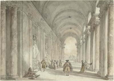Kolonnaden til kasinoet i Villa Albani, i Roma Utsikt i søylegangen foran kasinoet til Villa Albani i Roma av Hubert Robert