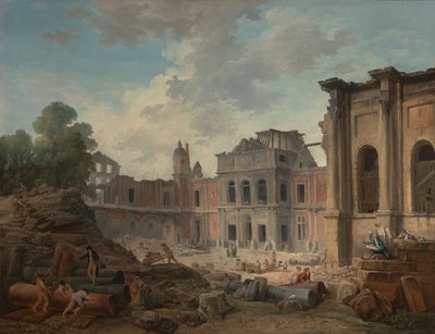 Riving av Chateau of Meudon av Hubert Robert