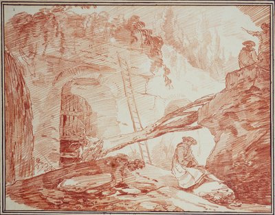 Tegner i ruinene på Palatinerhøyden av Hubert Robert