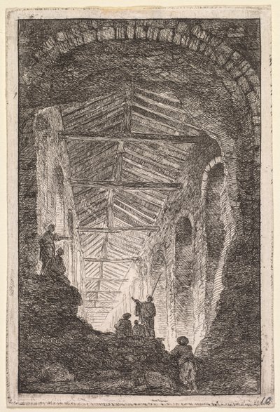 Kvelder i Roma: Det antikke galleriet, 1763-1764. av Hubert Robert