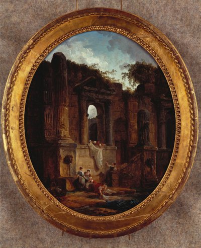 Landskap med ruiner (olje på lerret) av Hubert Robert