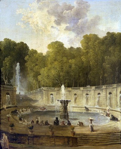 Vaskekvinner i en park - Vaskekvinner i en park - Maleri av Hubert Robert (1733-1808) - ca 1775 - Olje på lerret - 56x45,5 - Petit Palais, Musee des Beaux-Arts de la Ville de Paris av Hubert Robert