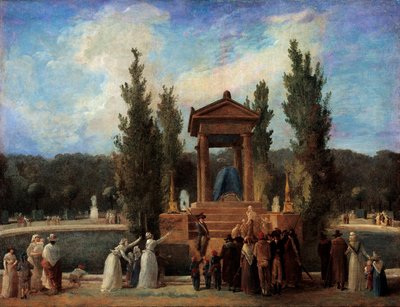 Monument hevet ved Tuileriene til ære for Jean Jacques Rousseau 10. oktober av Hubert Robert