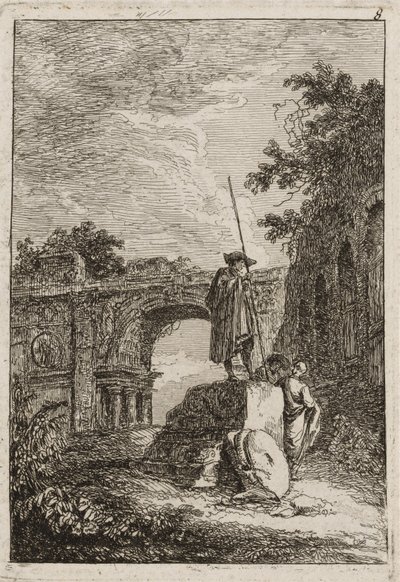 Plate åtte fra kvelder i Roma, 1763-64 av Hubert Robert