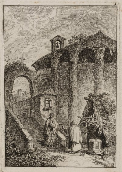 Plate fem fra Evenings in Roma av Hubert Robert
