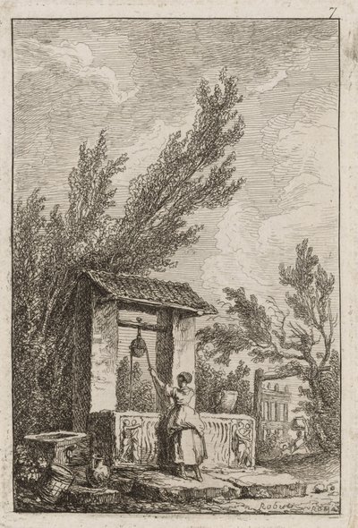 Plate syv fra Evenings in Roma av Hubert Robert