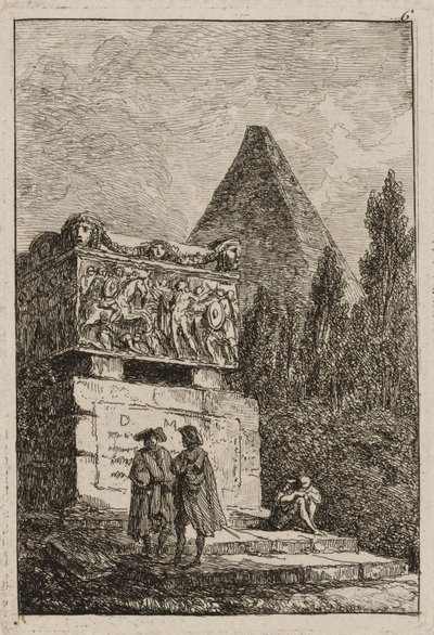 Plate seks fra kvelder i Roma, 1763-64 av Hubert Robert