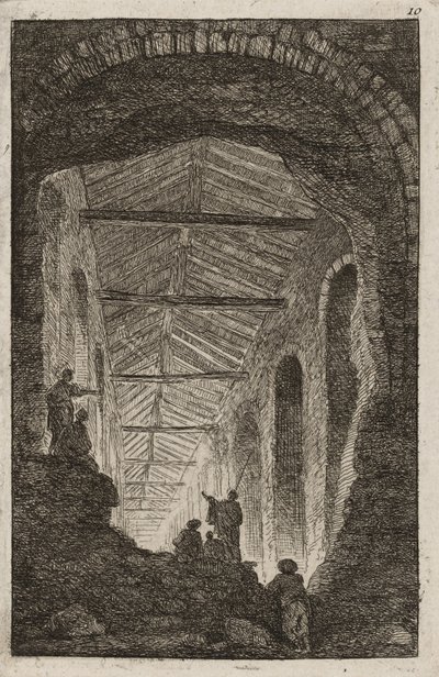 Tallerken ti fra kvelder i Roma, 1763-64 av Hubert Robert