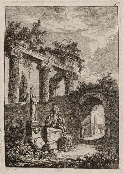 Plate tre fra Evenings in Roma av Hubert Robert