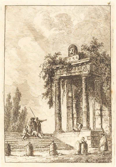 Trinn til de fire landemerkene av Hubert Robert