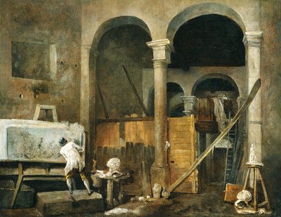 Kunstnerens atelier av Hubert Robert