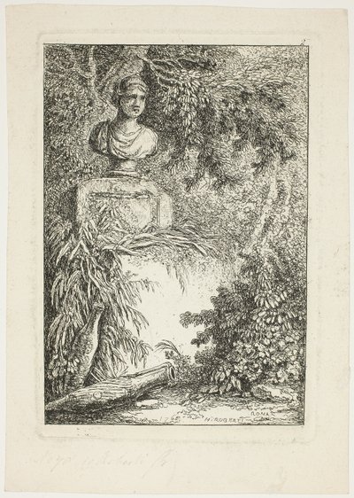 The Bust, plate to fra Evenings in Rome av Hubert Robert
