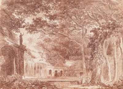 Den ovale fontenen i hagene til Villa d#39;Este, Tivoli av Hubert Robert
