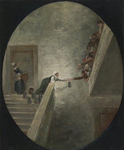 Utdelingen av melk i Saint-Lazare fengsel, ca 1794 av Hubert Robert