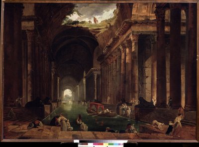 Termiske bad (Thermae). Maleri av Hubert Robert (1733-1808), olje på lerret av Hubert Robert