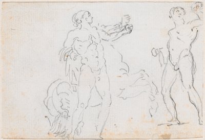 To studier av statuen av Alexander og Bucephalus [verso] av Hubert Robert