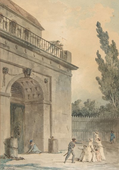 Besøkende som forlater et fengsel, 1794-95. av Hubert Robert