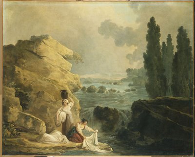 Washerwomen ved en Cascade av Hubert Robert