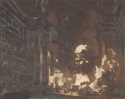 Vaskekvinner i et ødelagt galleri, ca. 1760. av Hubert Robert