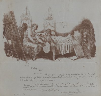 Invitasjon til en fordelsmiddag fra Hubert von Herkomer til Thomas Agnew, 1877-78. av Hubert von Herkomer