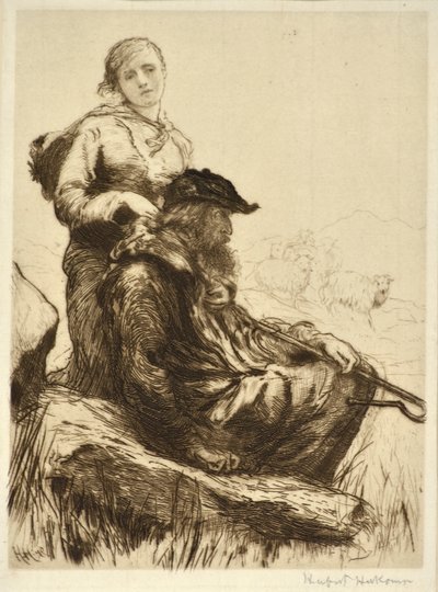 Hyrden og hans datter, ca. 1879 (radering) av Hubert von Herkomer