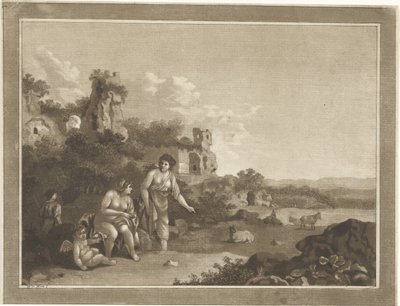Landskap med nymfer av Hubertus van Hove