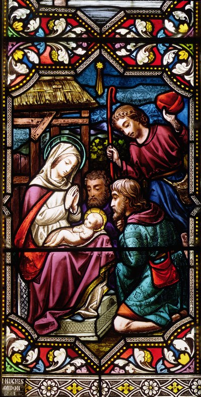 The Adoration of the Shepherds, 1865 (farget glass) av Hugh Hughes
