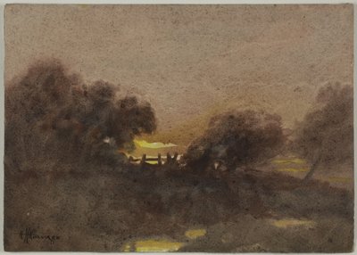 Landskap med port ved solnedgang av Hugh Huntington Howard