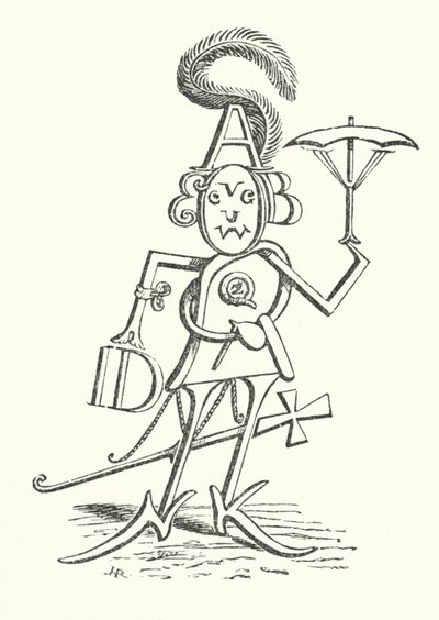 Mr Alphabet, som inneholder alle de 26 bokstavene (litho) av Hugh Rowley