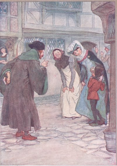 Kom igjen sirrah-svar din herre, vær ikke redd, illustrasjon fra The Merry Wives of Windsor, 1910 av Hugh Thomson