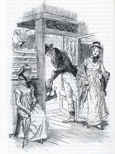 "Emma forklarer at hun er den som arrangerer bryllupet til Miss Taylor og Mr Weston" (illustrasjon) av Hugh Thomson