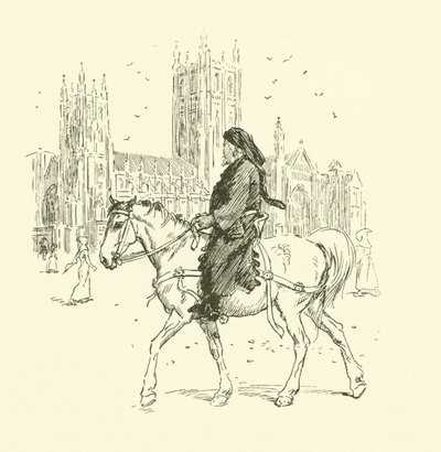 Geoffrey Chaucer på hesteryggen (litho) av Hugh Thomson