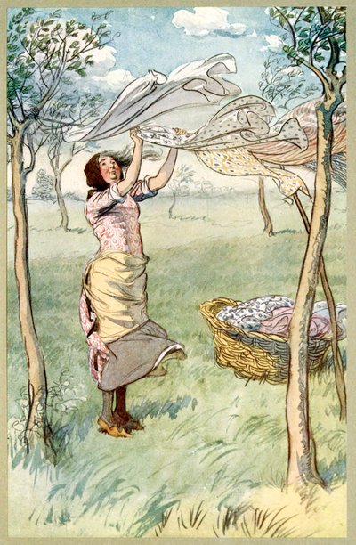 Jeg vasker, vrir .. Og gjør alt selv, fra The Merry Wives of Windsor, pub. 1910. av Hugh Thomson