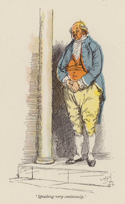 Illustrasjon for Cranford av fru Gaskell (farget gravering) av Hugh Thomson