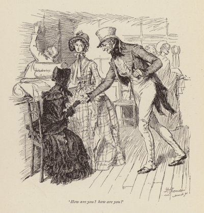 Illustrasjon for Cranford av fru Gaskell (gravering) av Hugh Thomson