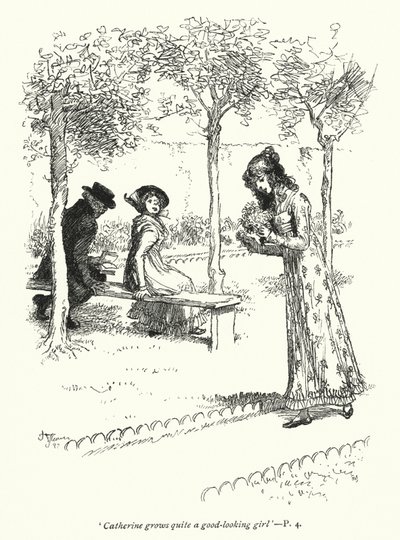 Illustrasjon for Northanger Abbey av Jane Austen (litho) av Hugh Thomson