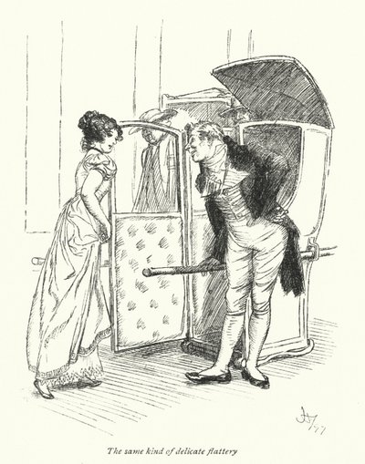 Illustrasjon for Northanger Abbey av Jane Austen (litho) av Hugh Thomson