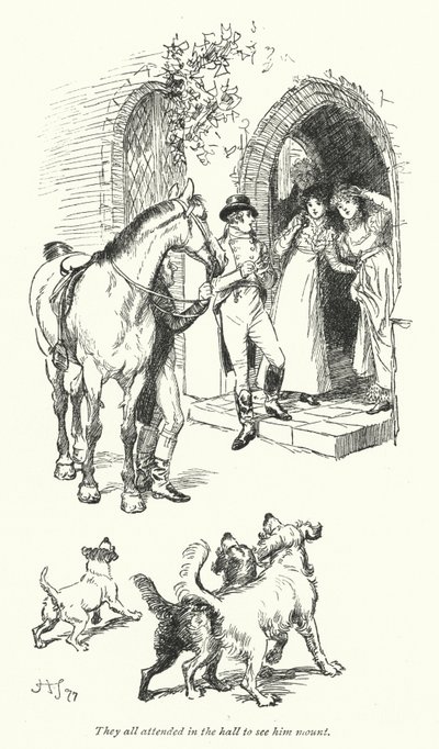 Illustrasjon for Northanger Abbey av Jane Austen (litho) av Hugh Thomson