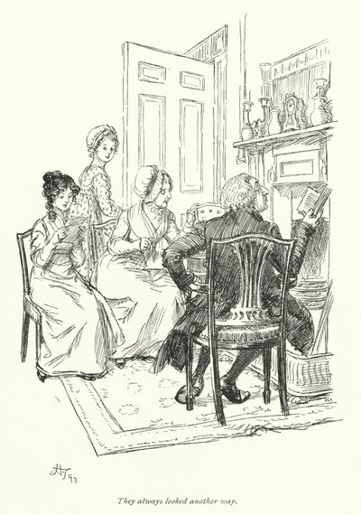 Illustrasjon for Northanger Abbey av Jane Austen (litho) av Hugh Thomson