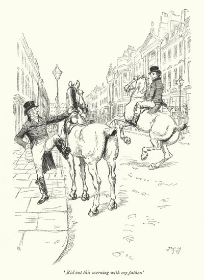 Illustrasjon for Northanger Abbey av Jane Austen (litho) av Hugh Thomson
