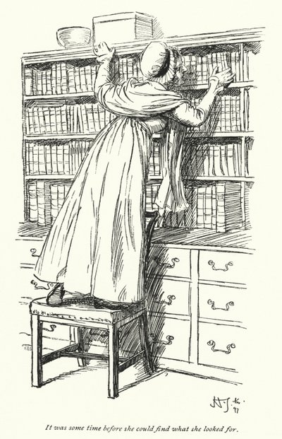 Illustrasjon for Northanger Abbey av Jane Austen (litho) av Hugh Thomson