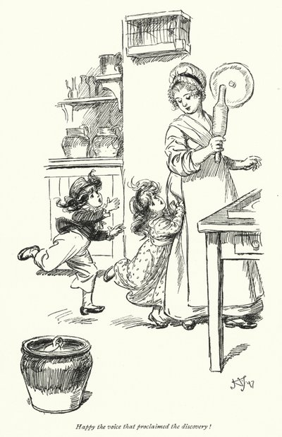 Illustrasjon for Northanger Abbey av Jane Austen (litho) av Hugh Thomson