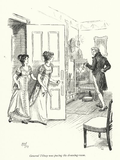 Illustrasjon for Northanger Abbey av Jane Austen (litho) av Hugh Thomson